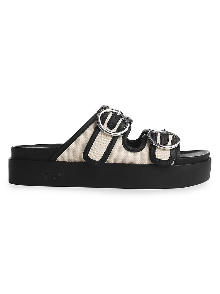 Geo Buckle Platform Slide Sandals