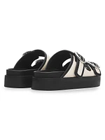 Geo Buckle Platform Slide Sandals