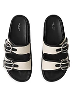 Geo Buckle Platform Slide Sandals