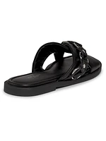 Geo Chain Leather Slide Sandals