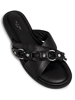 Geo Chain Leather Slide Sandals