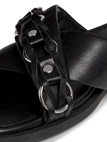 Geo Chain Leather Slide Sandals