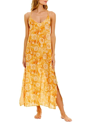 Summer Soirée Frida Claire Floral Linen Maxi Dress