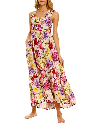 Summer Soirée Mika Wind Floral Cotton Maxi Dress