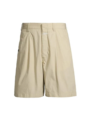 Pleated Cotton Shorts