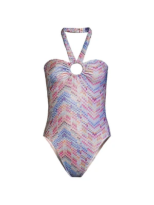 Sidney Abstract Halter One-Piece Swimsuit