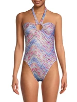 Sidney Abstract Halter One-Piece Swimsuit