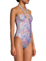 Sidney Abstract Halter One-Piece Swimsuit