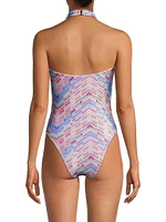 Sidney Abstract Halter One-Piece Swimsuit