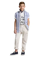 Little Boy's & Striped Short-Sleeve Shirt