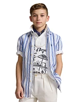 Little Boy's & Striped Short-Sleeve Shirt