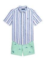 Little Boy's & Striped Short-Sleeve Shirt