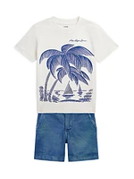 Little Boy's & Boy's Palm Tree Motif T-Shirt