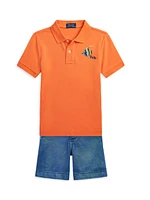 Little Boy's & Logo Cotton Polo Shirt