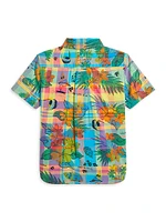 Little Boy's & Tropical Madras Plaid Short-Sleeve Shirt