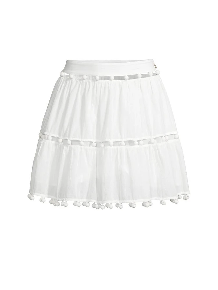 Beaded Cotton Voile Miniskirt