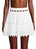 Beaded Cotton Voile Miniskirt