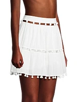 Beaded Cotton Voile Miniskirt