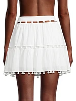 Beaded Cotton Voile Miniskirt