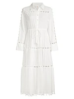 Beaded Cotton Voile Midi-Shirtdress