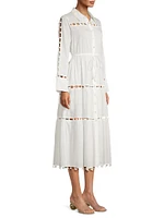 Beaded Cotton Voile Midi-Shirtdress