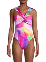 Betsy Rainbow Waterfall Brushstroke One-Piece Swimsuit