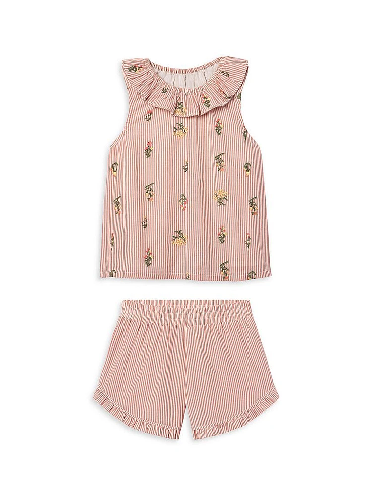 Little Girl's & Molly Striped Cotton Top Shorts Set