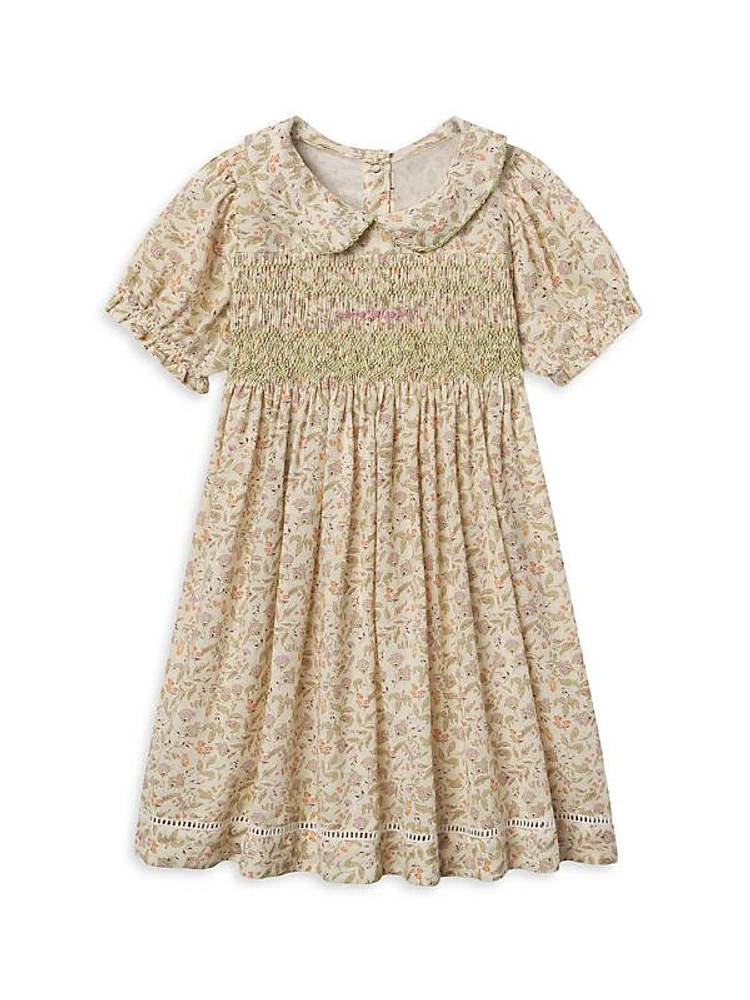 Little Girl's & Girl's Emmy Floral Smocked Collared Dress