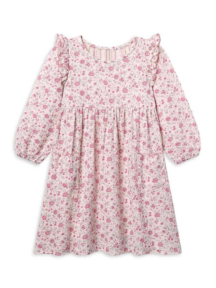 Little Girl's & Kate Floral Puff-Sleeve Dress