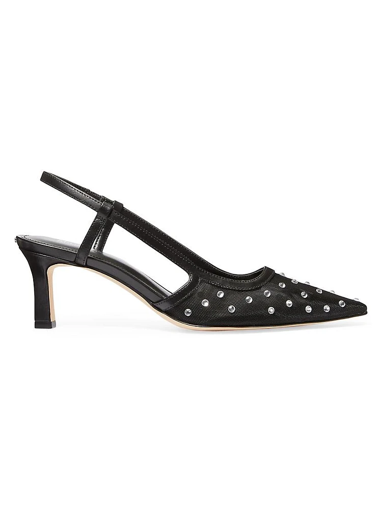 Alora 65MM Embellished Mesh Slingback Pumps