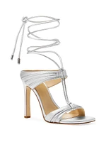 Gabriella 110MM Metallic Leather Ankle-Wrap Sandals