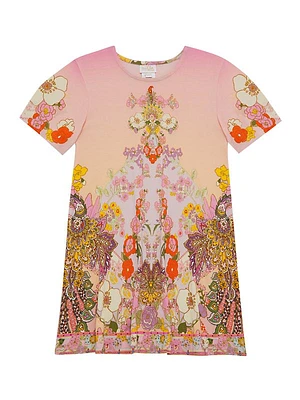 Little Girl's & Girl's Embellished Floral T-Shirt Dress