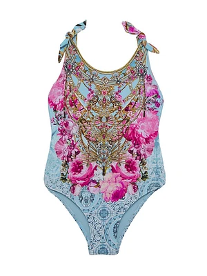 Little Girl's & Embellished Floral One-Piece Swimsuit