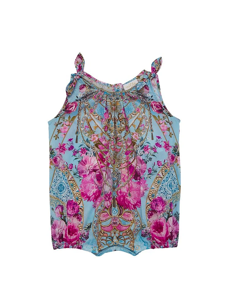 Baby Girl's Floral Knotted Romper