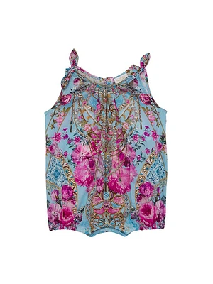 Baby Girl's Floral Knotted Romper