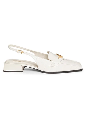 Arizona Croc-Embossed Leather Slingback Pumps