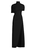 Jersey Capelet Ruched Column Gown