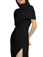 Jersey Capelet Ruched Column Gown