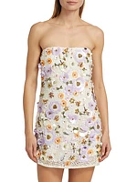 Deja Floral Paillette Strapless Minidress