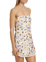 Deja Floral Paillette Strapless Minidress