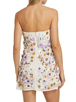 Deja Floral Paillette Strapless Minidress