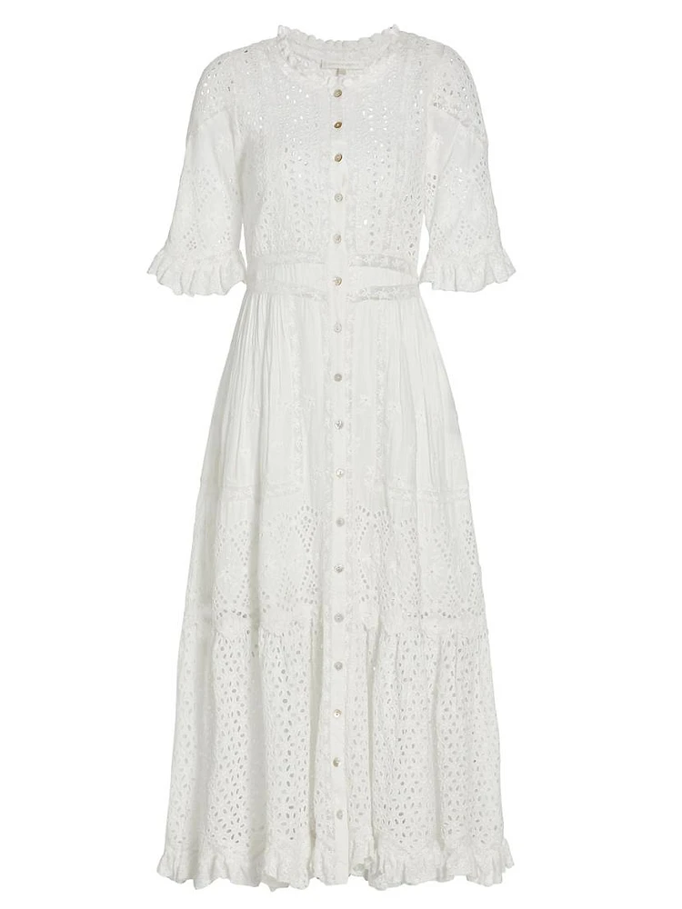 Botina Embroidered Cotton Midi-Dress