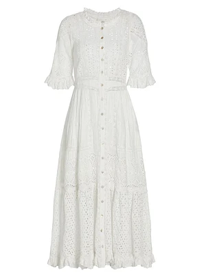 Botina Embroidered Cotton Midi-Dress