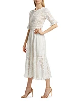 Botina Embroidered Cotton Midi-Dress