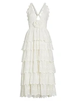 Nevis Ruffled Eyelet Maxi Dress