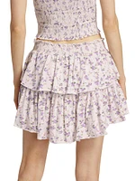 Floral Cotton Ruffled Miniskirt