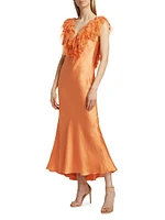 Manota Ruffle Feather Cocktail Dress