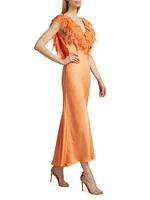 Manota Ruffle Feather Cocktail Dress