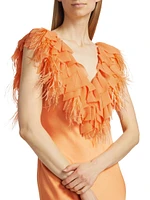 Manota Ruffle Feather Cocktail Dress