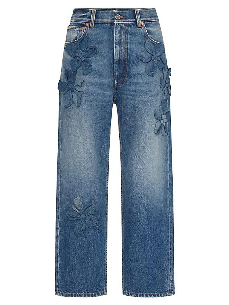 Embroidered Denim Pants